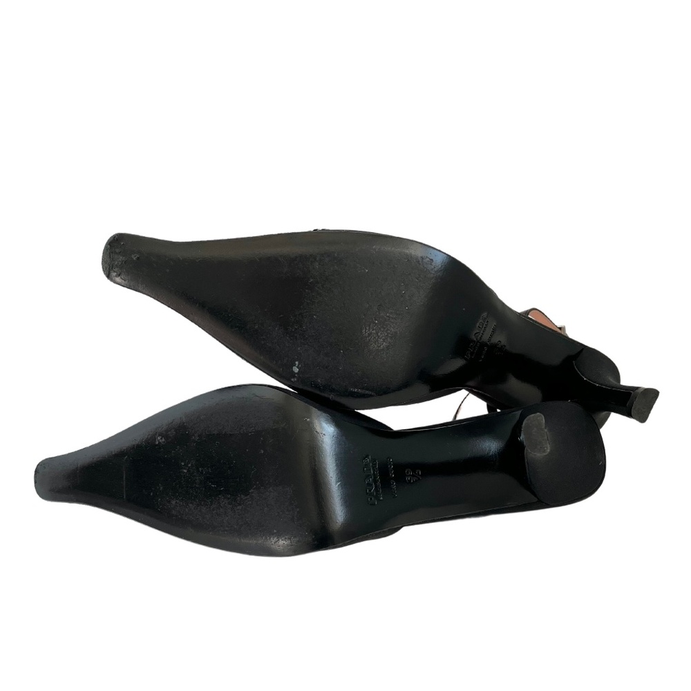 Vintage Prada Navy Slingback Heels Flower Design IT 39.5 - Picture 8 of 11